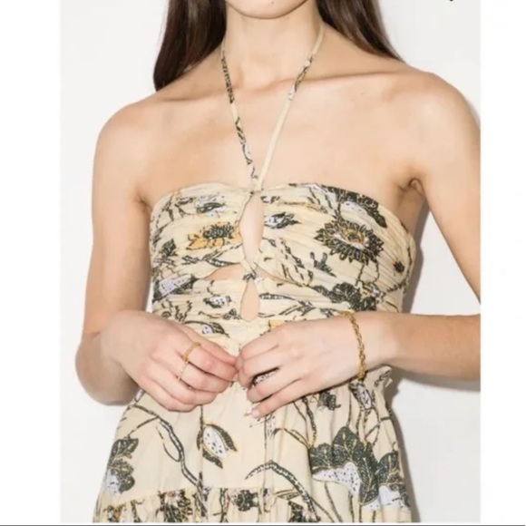 Ulla Johnson Ella Cut-Out Floral Poplin Halter Dress 0 - Picture 4 of 9